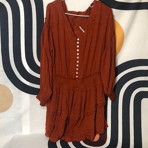 Free people smock waist mini dress